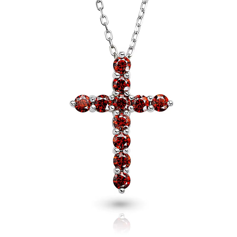 Total 1.1Ct 3Mmx11 round Cut D VVS1 Moissanite 925 Silver Christian Religious Cross Pendant Necklace Woman Girl Gift