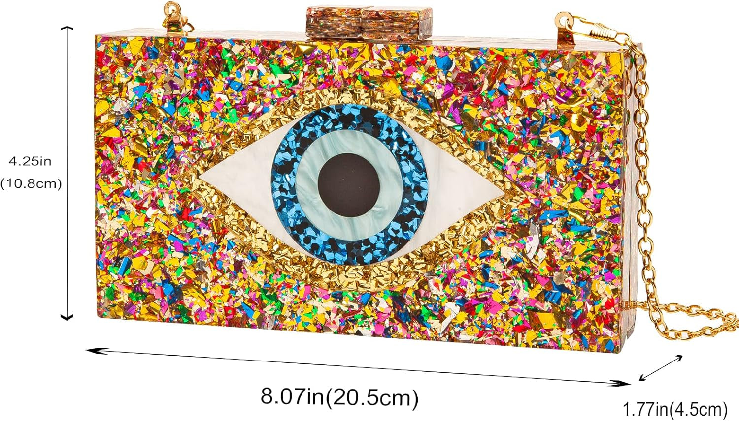 Clutch Purses for Women-Evil Eye Acrylic Clutch Glitter Purse Evening Bag Chain Shoulder Crossbody Handbags