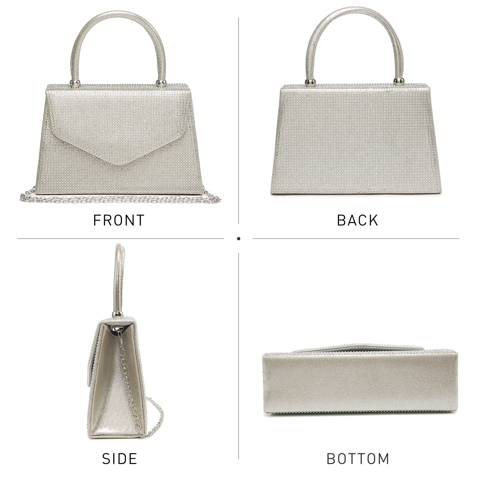 Women'S Evening Bag Party Clutches Bling Wedding Purses Frosted Glittering Cocktail Prom Handbags